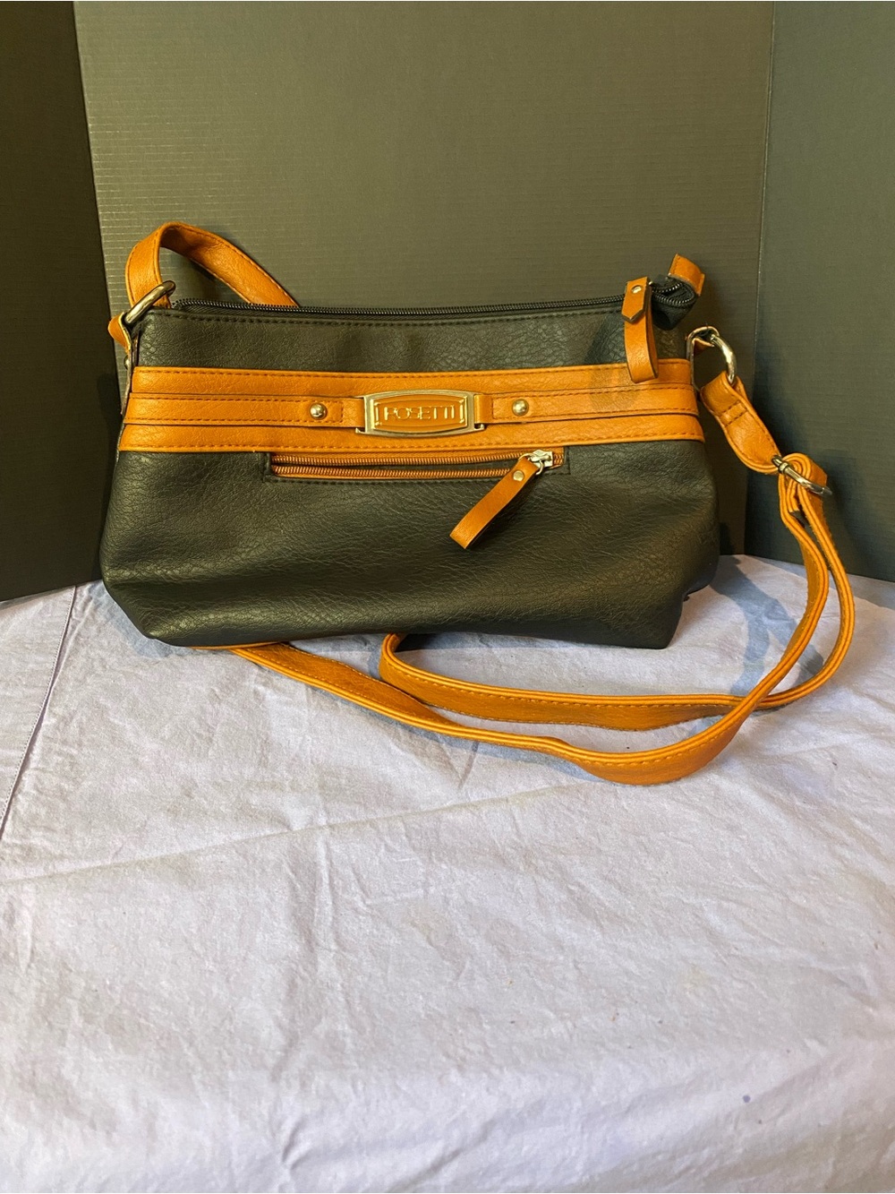 Rosetti Two-Tone Black & Tan Shoulder Bag